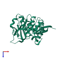 Monomeric assembly 1 of PDB entry 2vkt coloured by chemically distinct molecules, top view.