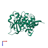 PDB entry 2vkt coloured by chain, top view.