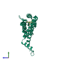 PDB entry 2vkv coloured by chain, side view.