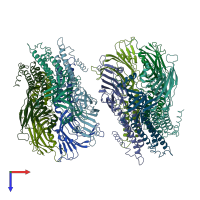 PDB entry 2vl0 coloured by chain, top view.
