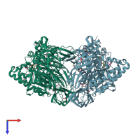 PDB entry 2vl4 coloured by chain, top view.