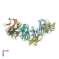 PDB entry 2vl5 coloured by chain, top view.