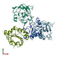 PDB entry 2vl9 coloured by chain, front view.