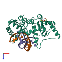 PDB entry 2vla coloured by chain, top view.