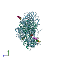 PDB entry 2vlc coloured by chain, side view.