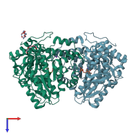 PDB entry 2vlh coloured by chain, top view.