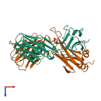 PDB entry 2vlm coloured by chain, top view.