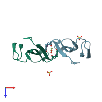 PDB entry 2vlw coloured by chain, top view.