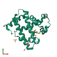 PDB entry 2vlx coloured by chain, front view.