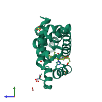 PDB entry 2vlx coloured by chain, side view.