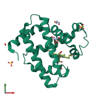 PDB entry 2vly coloured by chain, front view.