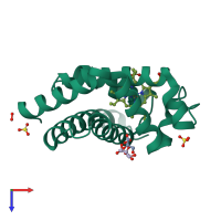 PDB entry 2vly coloured by chain, top view.