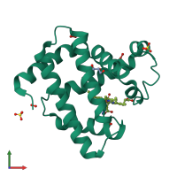 PDB entry 2vm0 coloured by chain, front view.