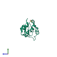 PDB entry 2vm5 coloured by chain, side view.