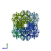 PDB entry 2vm8 coloured by chain, side view.