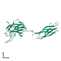 PDB entry 2vm9 coloured by chain, front view.