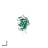 PDB entry 2vm9 coloured by chain, side view.