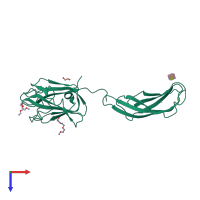 PDB entry 2vmc coloured by chain, top view.