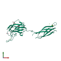 PDB entry 2vmd coloured by chain, front view.
