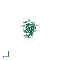 PDB entry 2vmd coloured by chain, side view.