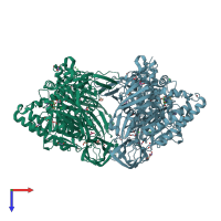 PDB entry 2vmf coloured by chain, top view.