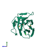 PDB entry 2vmi coloured by chain, side view.