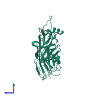 PDB entry 2vmj coloured by chain, side view.