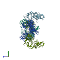 PDB entry 2vmk coloured by chain, side view.