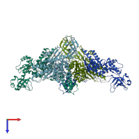 PDB entry 2vmk coloured by chain, top view.