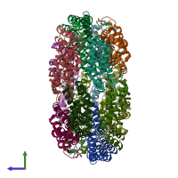 PDB entry 2vml coloured by chain, side view.