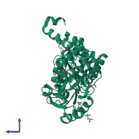 PDB entry 2vmx coloured by chain, side view.