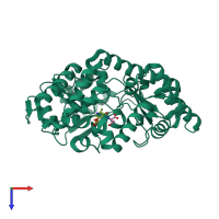 PDB entry 2vmx coloured by chain, top view.