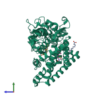 PDB entry 2vn0 coloured by chain, side view.