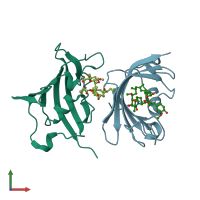 PDB entry 2vn1 coloured by chain, front view.