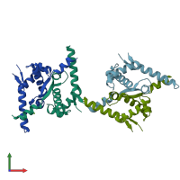 PDB entry 2vn2 coloured by chain, front view.