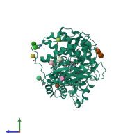 PDB entry 2vn4 coloured by chain, side view.