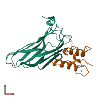 PDB entry 2vn6 coloured by chain, front view.