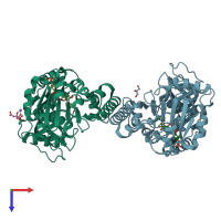 PDB entry 2vn8 coloured by chain, top view.