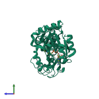 PDB entry 2vna coloured by chain, side view.