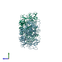 PDB entry 2vnc coloured by chain, side view.