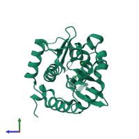 PDB entry 2vnd coloured by chain, side view.