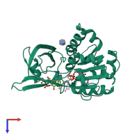 PDB entry 2vnj coloured by chain, top view.