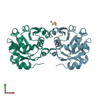 PDB entry 2vns coloured by chain, front view.