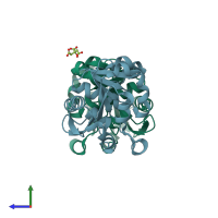 PDB entry 2vns coloured by chain, side view.