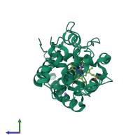 PDB entry 2vnx coloured by chain, side view.