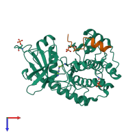 PDB entry 2vny coloured by chain, top view.