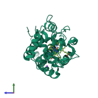 PDB entry 2vnz coloured by chain, side view.