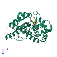 PDB entry 2vnz coloured by chain, top view.