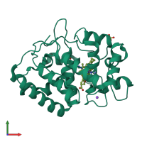 PDB entry 2vo2 coloured by chain, front view.
