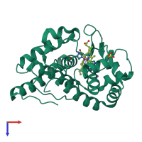 PDB entry 2vo2 coloured by chain, top view.